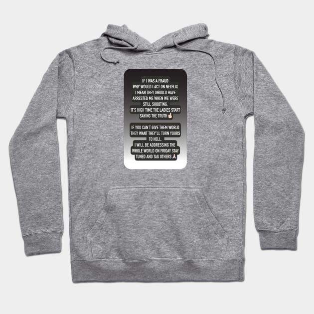 Tinder Swindler, Instagram Story Plea Hoodie by NickiPostsStuff